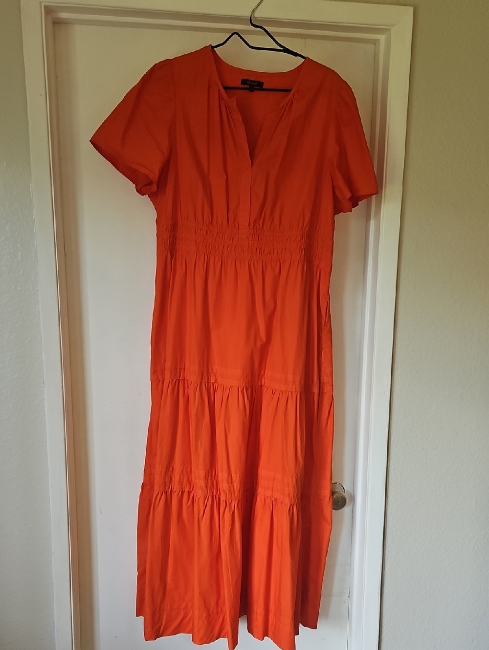 Quince Vermilion Red Cotton Maxi Dress